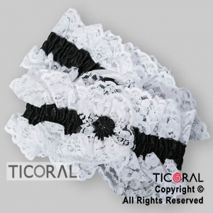 LIGA SP1207 ENCAJE BLANCA CON NEGRO X 2